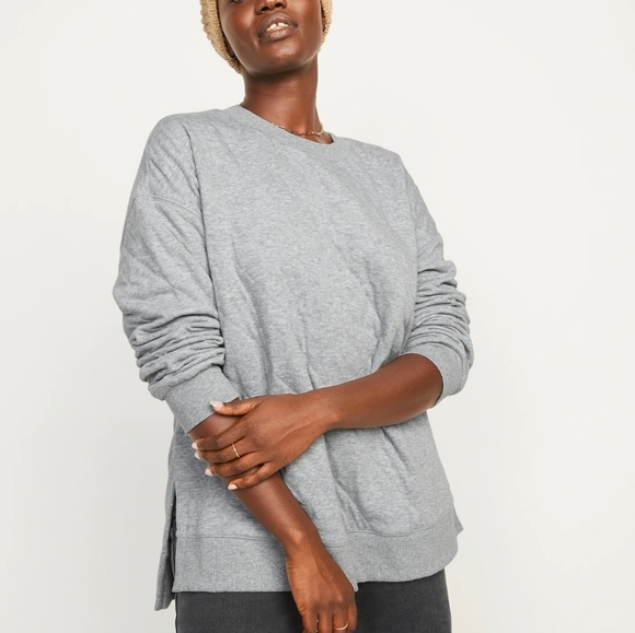 Sleeve Vtg Quilted Tunic Sweatshirt Sz 